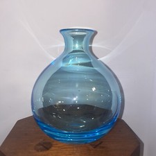 Mid-Century Kingfisher Blue Dartington Mould Blown Globe Vase 17cm VGC Vintage
