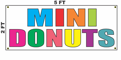 MINI DONUTS Multi-colored Banner Sign 2x5 for Coffee Shop Convenience Store
