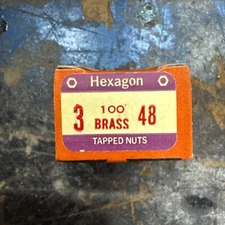 (100) 3-48 Brass Machine Screw Tapped American Hex Nuts Qty 100 Made In USA