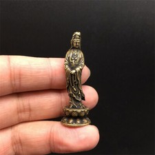 Brass Lotus Buddha Miniature Sculpture Antique Collectibles Feng Shui Gift