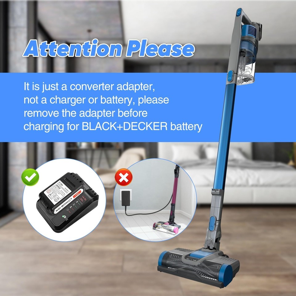 Black+Decker 18V to Shark Cordless Stick Vacuum Cleaner XSBT620 Battery