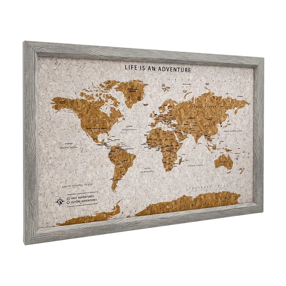 World Travel Map Pin Board Pins Splosh Personalised Planner Maps Cork Grey Foto 2 de 4