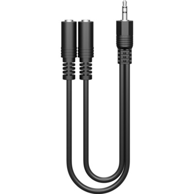 Audio Y Kabeladapter 3,5 mm Kinke Stereo 1x Stecker 2x Buchse 0,2m lang schwarz