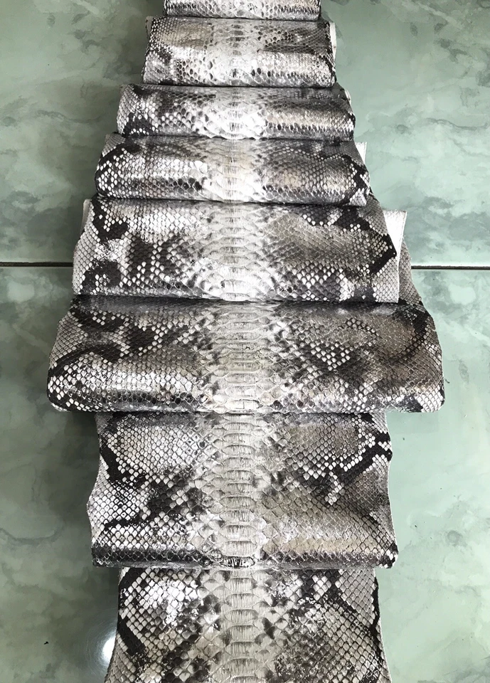 Genuine Python Leather, Exotic Snake Skin,Silver SnakeSkin,Silver Python Leather - Image 3 of 4