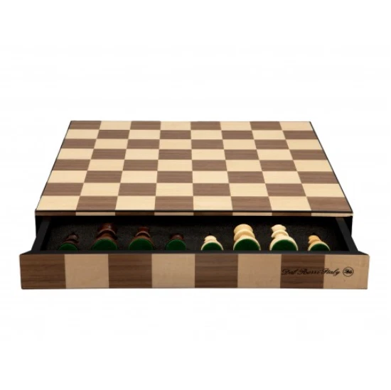 Dal Rossi Chess Set Wooden Inlaid Box w/ drawer - 14 inch board - New Product