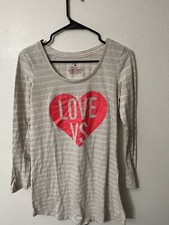 PINK Victoria's Secret Victoria  s Love sleep shirt Small Beige striped