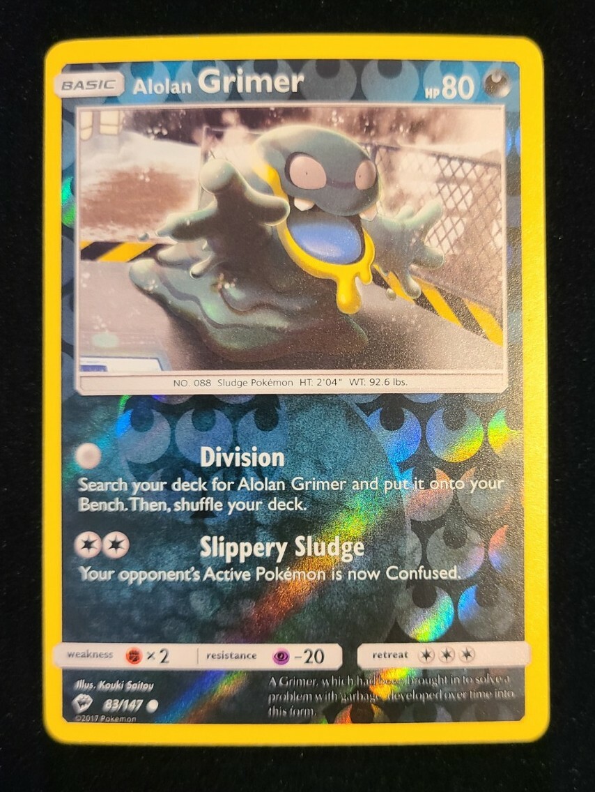 Pokemon- ALOLAN GRIMER 83/147- Burning Shadows- Reverse Holo Card