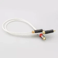 OCC Silver Plated Cable RCA Female to Dual 2RCA Male HiFi Audio Y Splitter Cable