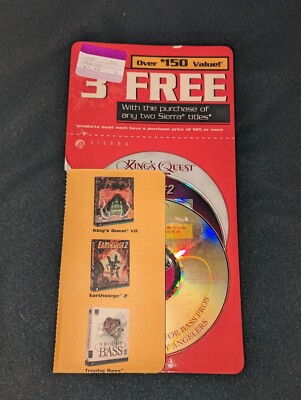 Sierra PC Game Pack -3 Free- Kings Quest VII, Earth Siege 2, Trophy Bass