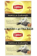 2 Boxes Lipton Vanilla Caramel Black Tea 40 Pyramid Bags BB 10/26