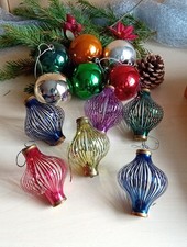 6 Fadenkugel DDR Lauscha 6 bunte Kugeln Christbaum Schmuck Weihnachtsdeko Vintag