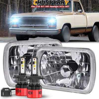 50W DOT 5x7'' 7x6'' LED Headlight Hi/Lo Beam For Dodge D150 D250 D350 Ram 50 H4 AA