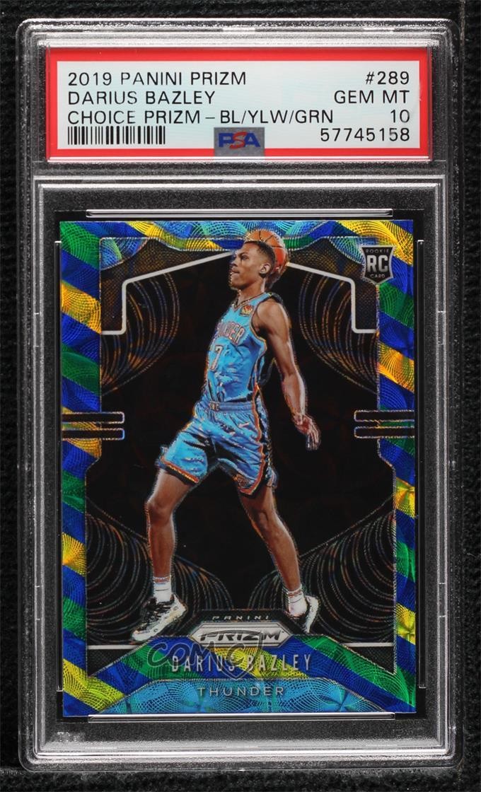 2019 Prizm Choice Blue Yellow & Green Darius Bazley PSA 10 GEM MT Rookie RC ya6