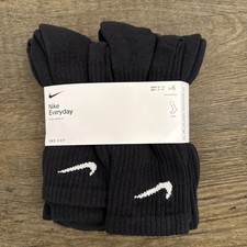 Nike Unisex Everyday Cushioned Training Crew Socks 6 Pairs , Black/white, Large