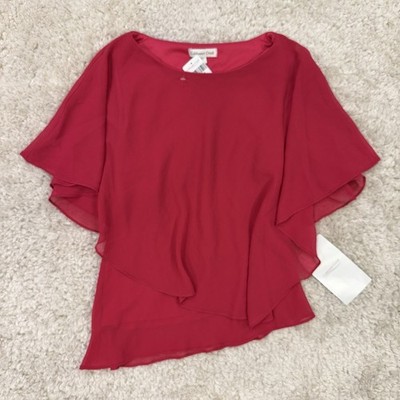 NWT Coldwater Creek Asymmetric Pink Chiffon Overlay Top 6 Y2K Chic Boho Fairy