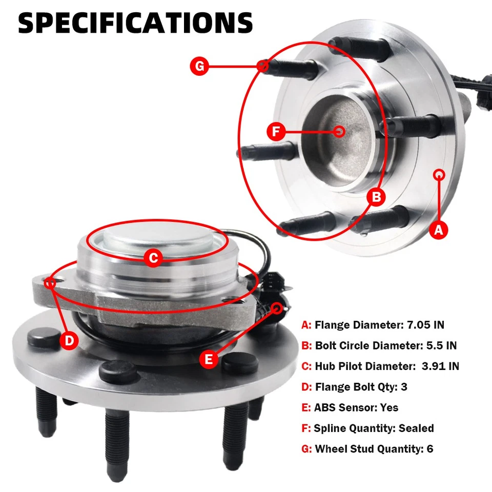 2WD MOOG Front Wheel Hub Bearings Set For Chevy Suburban 1500 GMC Yukon XL 1500 - Image 3 of 4