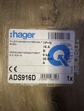 Hager FI-lS Schalter B-16A 30MA ADS916D