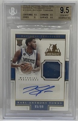 2015-16 NATIONAL TREASURES KARL-ANTHONY TOWNS ROOKIE PATCH AUTO