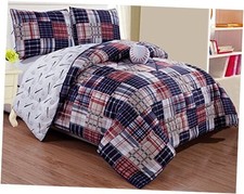 - 4 - Piece Full Size Baseball Sports Theme Comforter Set with Plush Pillow