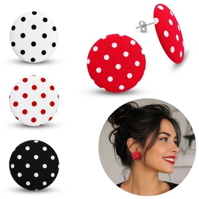 runde Stoff Ohrstecker Rockabilly Polka Dot Punkte 50er Style weiß rot schwarz 