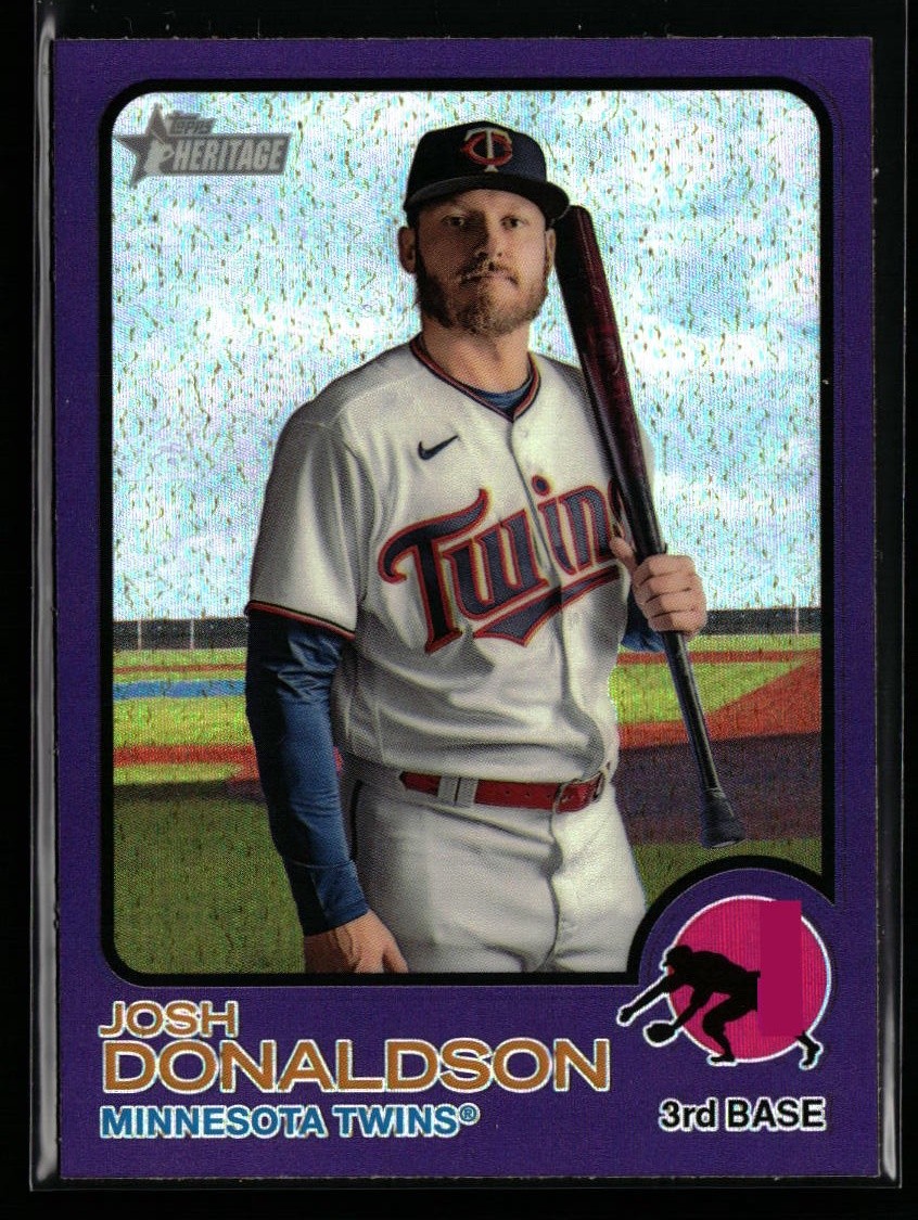 Josh Donaldson 2022 Topps Heritage #110 Chrome Purple Refractor Minnesota Twins