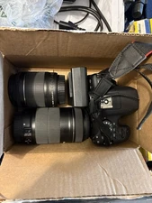 Canon EOS Rebel T6i Digital DSLR Black Camera 18-55mm & 75-300mm Lenses Charger
