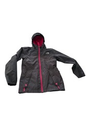 THE NORTH FACE Girls Jacket Warm Storm Rain Jacket Hooded Full Zip M Gray /Pink