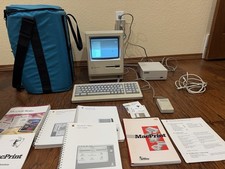 Apple Macintosh Plus M0001A Vintage w/ Mouse, Keyboard, Hard Drive, Cords, Case