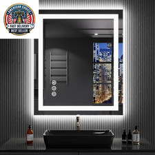 30"X36" LED Bathroom Mirror with Lights, Anti-Fog, Dimmable, RGB Backlit  Front