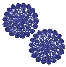 BomHCS 12" Lace Flowers Coasters Crochet Doilies Washable Round Placemat 2PCS