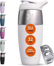 32Oz Stainless Steel Protein Shaker Bottle   Leak-Proof Metal Shaker Cup with Sn