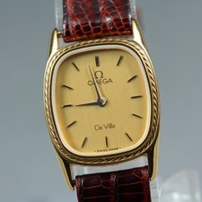 For Parts OMEGA De Ville Damenuhr Vintage 1980 Quarz Kal.1387 Gold 19mm