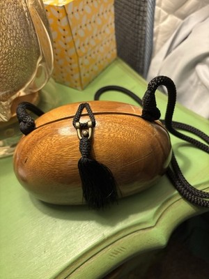 Timmy Woods Beverly Hills Crossbody Clutch Bag Box Acacia Wood Tiki Mid Century