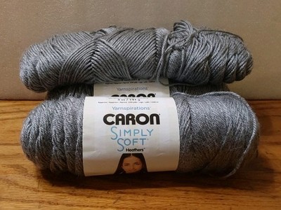 Caron Simply Soft Yarn 2+Skeins 5oz Grey Heather 4 Medium 250 Yrds