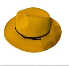 Fedora Yellow Felt Hat Wide Brim Western Country Chic Style