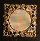 Vintage West Germany Square Filigree Mother of Pearl Brooch Pin 1950s- Signed — photo 1