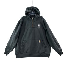 Carhartt Rain Defender Hoodie Mens 3XL Black Quarter Zip TEI Logo Workwear