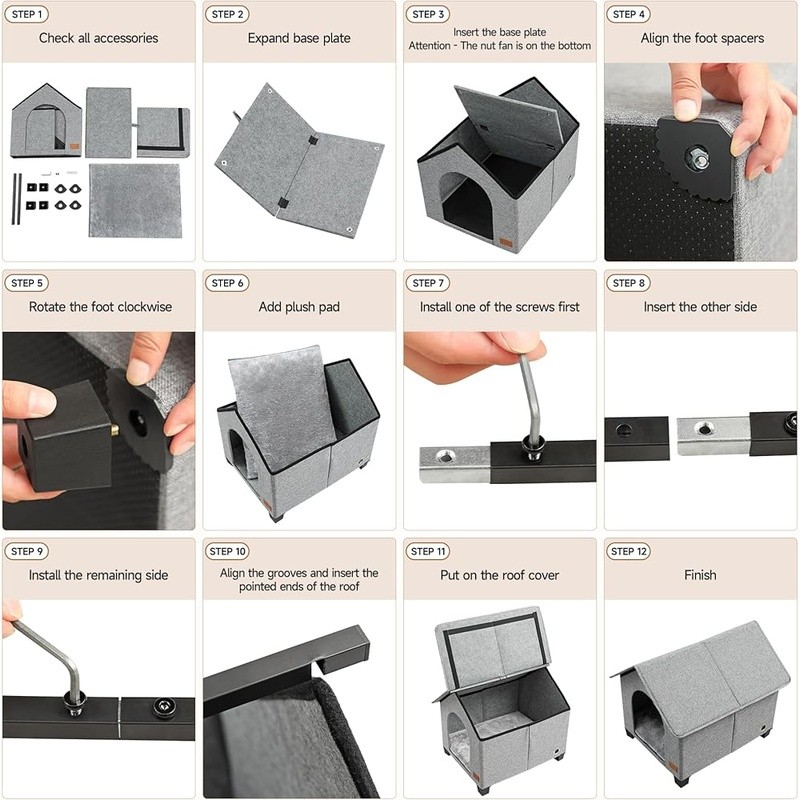 как выглядит Durable Waterproof Indoor Dog House Removable Mats Elevated Design Insulated New фото