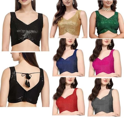 WAY2LIKE Women Georgette Blouse Sequin Work Full Sticth Sari Blouse Traditional Partywear