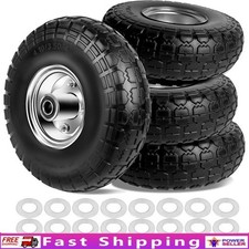 10 Inch Solid Flat Free Replacement Wheels Garden Cart Hand Truck Wagon New
