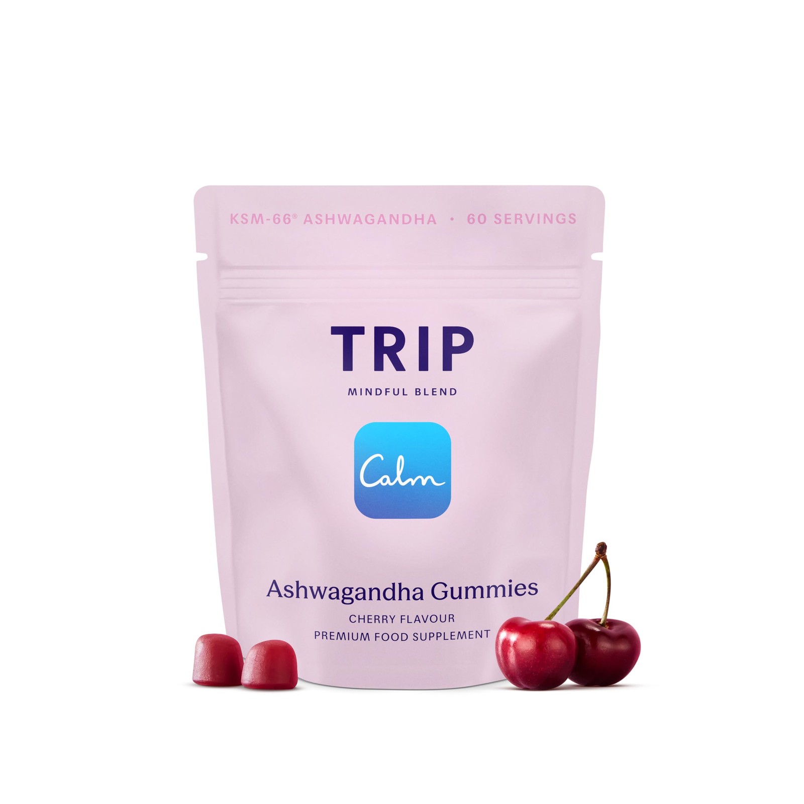 TRIP Ashwagandha Gummies, 9000mg KSM-66 Ashwagandha, Vegan, Cherry, 60x - Image 2
