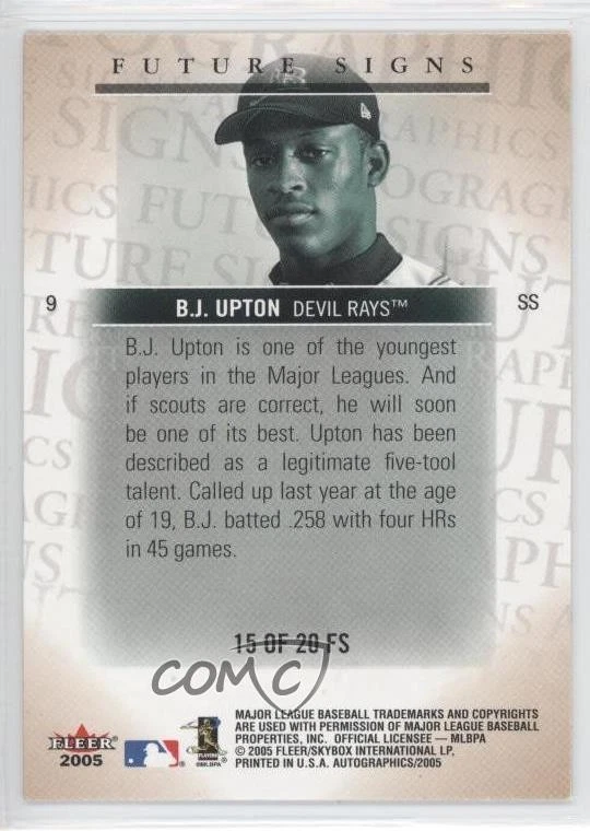 2005 Skybox Autographics Future Signs BJ Upton #15FS - Image 2 of 2