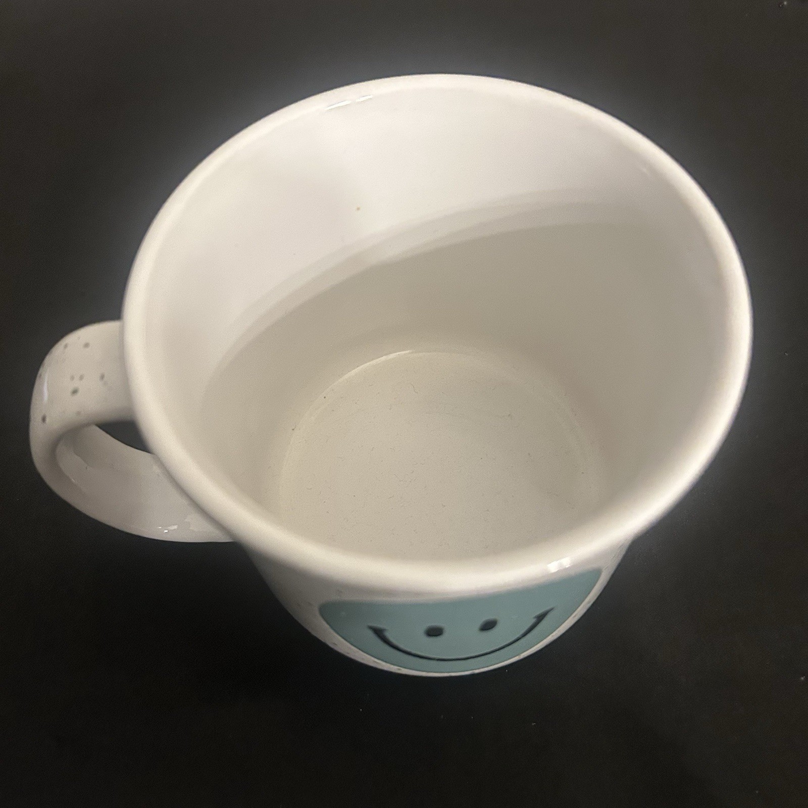 Blue Ceramic Happy Smiley Face Mug Great as a Planter for Succulents