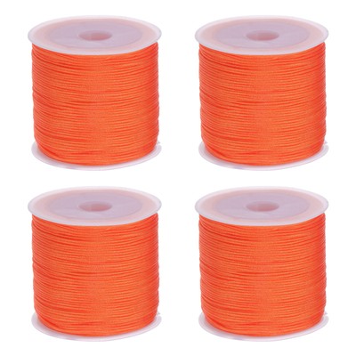 4 Rolls Nylon String Cord 45 Yards 0.8mm Nylon Cord Beading, Red Orange