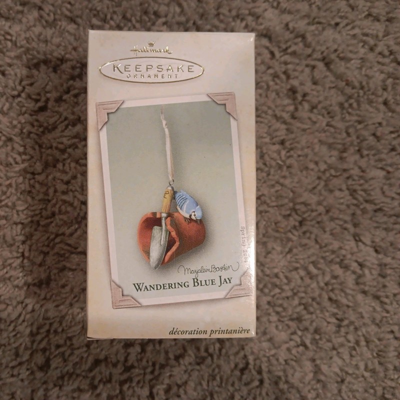 Hallmark Ornament 2004 Wandering  Blue Jay  Bird Nature Shovel