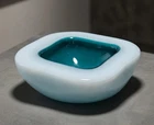 Mid-Century Murano Seguso Sommerso Alabastro Teal Geode Glass Bowl Vide-Poche