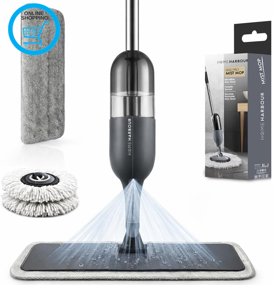HH3 Pro Mist Mop | 360° Pivoting Spray Mop for Floors with Refillable 420Ml Tank