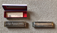 Two 2 M. Hohner Marine Band Harmonicas No. 1896 Keys G w/ Box NOS  C used 