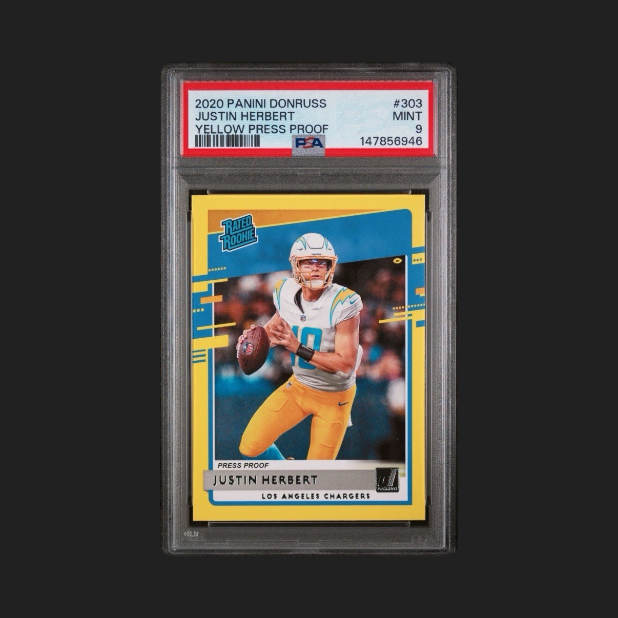2020 Panini Donruss - Rated Rookie Justin Herbert #303 Press Proof Yellow (RC)