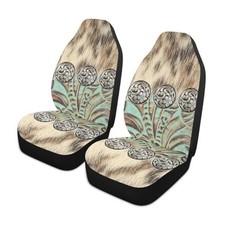 Western Car Seat Covers Set Of 2rustic Brown Beige Western Country Cowboy Teal